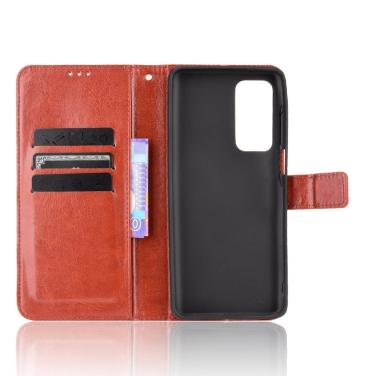 For Motorola Edge 2021 Crazy Horse Texture Horizontal Flip Leather Case with Holder & Card Slots & Lanyard(Brown)