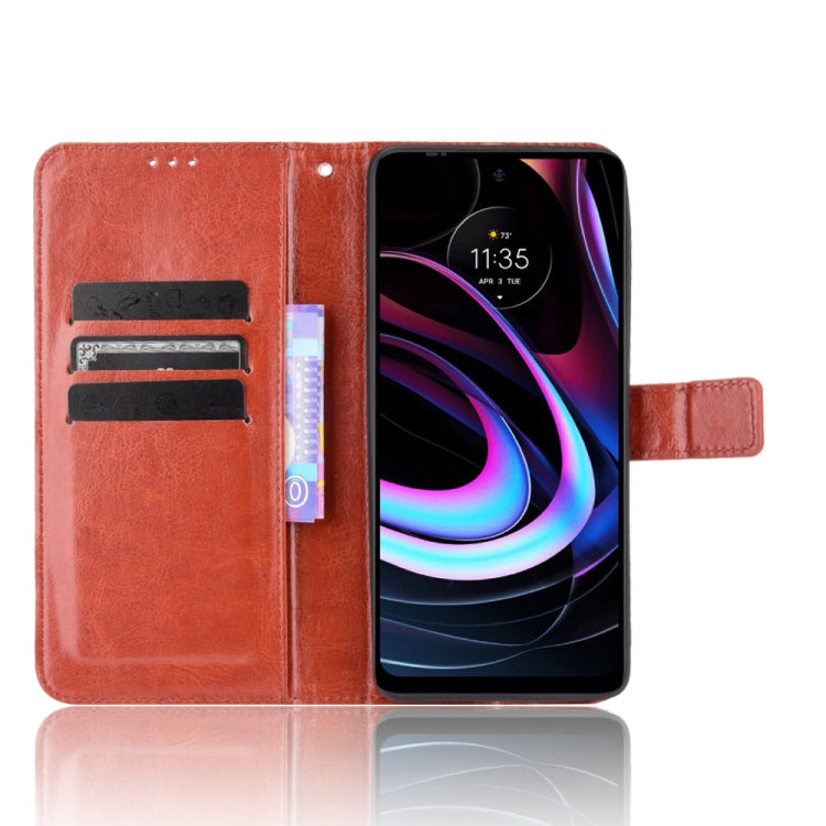 For Motorola Edge 2021 Crazy Horse Texture Horizontal Flip Leather Case with Holder & Card Slots & Lanyard(Brown)