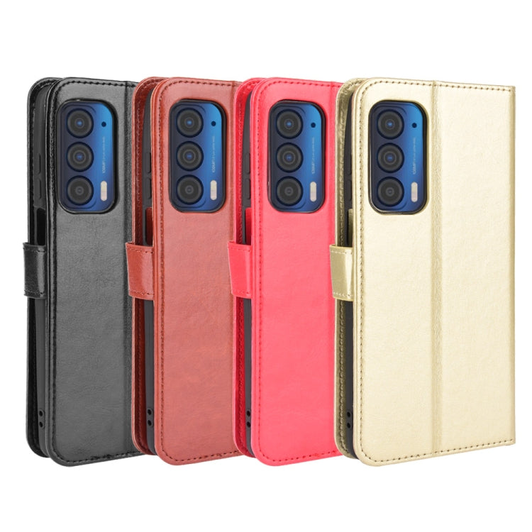 For Motorola Edge 2021 Crazy Horse Texture Horizontal Flip Leather Case with Holder & Card Slots & Lanyard(Brown)