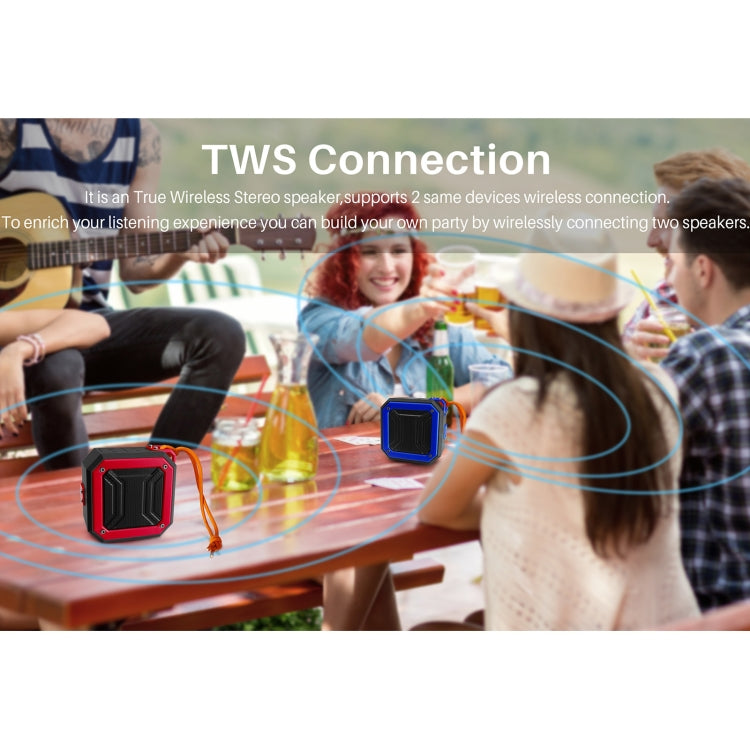 New Rixing NR-103 Mini TWS Bluetooth Speaker with Lanyard(Red)