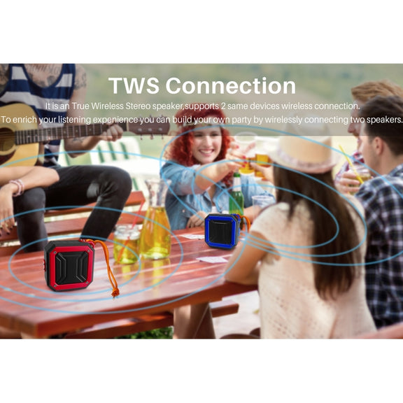 New Rixing NR-103 Mini TWS Bluetooth Speaker with Lanyard(Red)