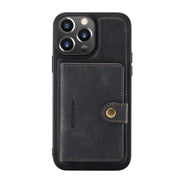 For iPhone 13 Pro Max JEEHOOD Retro Magnetic Detachable Protective Case with Wallet & Card Slot & Holder (Black)