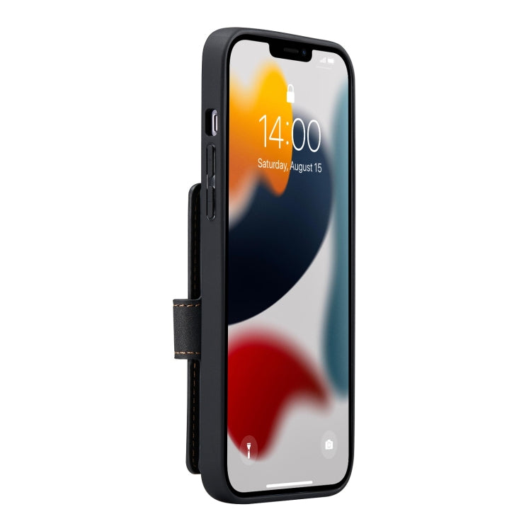 For iPhone 13 Pro Max JEEHOOD Retro Magnetic Detachable Protective Case with Wallet & Card Slot & Holder (Black)