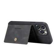 For iPhone 13 Pro Max JEEHOOD Retro Magnetic Detachable Protective Case with Wallet & Card Slot & Holder (Black)