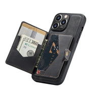 For iPhone 13 Pro Max JEEHOOD Retro Magnetic Detachable Protective Case with Wallet & Card Slot & Holder (Black)