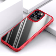 For iPhone 13 Pro Max MG Series Carbon Fiber TPU + Clear PC Four-corner Airbag Shockproof Case (Red)