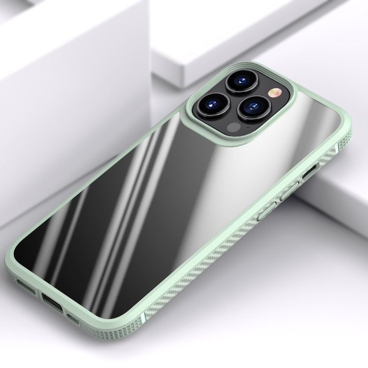 For iPhone 13 Pro Max MG Series Carbon Fiber TPU + Clear PC Four-corner Airbag Shockproof Case (Green)