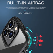 For iPhone 13 Pro Max MG Series Carbon Fiber TPU + Clear PC Four-corner Airbag Shockproof Case (Red)