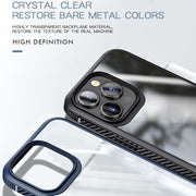 For iPhone 13 Pro Max MG Series Carbon Fiber TPU + Clear PC Four-corner Airbag Shockproof Case (Red)