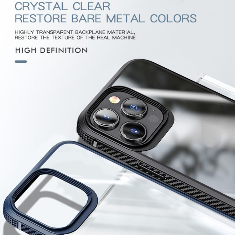 For iPhone 13 Pro Max MG Series Carbon Fiber TPU + Clear PC Four-corner Airbag Shockproof Case (Red)