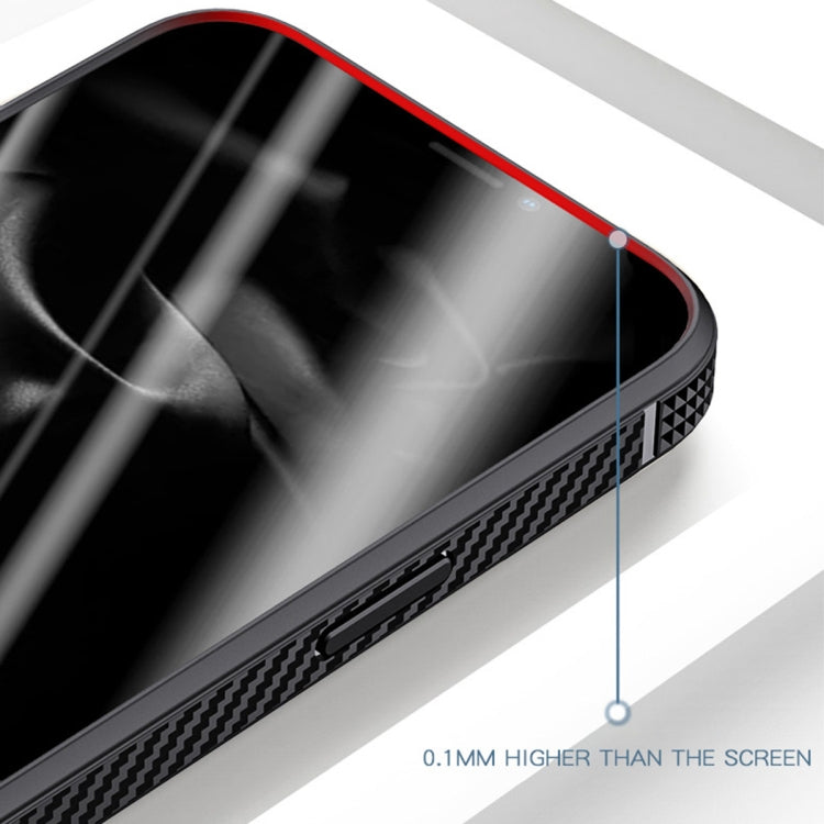 For iPhone 13 Pro Max MG Series Carbon Fiber TPU + Clear PC Four-corner Airbag Shockproof Case (Red)