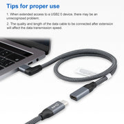 100W USB-C / Type-C Elbow Male to USB-C / Type-C Female Full-function Data Extension Cable, Cable Length:0.5m