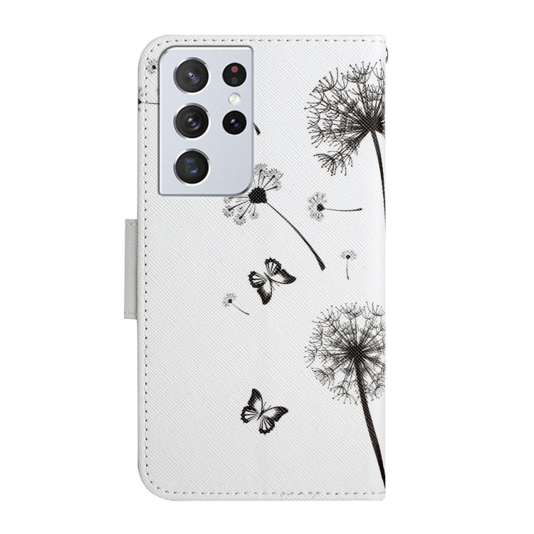 For Samsung Galaxy S21 Ultra 5G Painted Pattern Horizontal Flip Leather Case with Holder & Card Slot & Wallet(Dandelion)