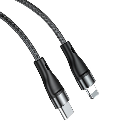 ADC-003 USB-C / Type-C to 8 Pin PD Fast Charging Weave Data Cable for iPhone, iPad, Length:1m(Black)