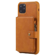 For iPhone 11 Pro Max Buckle Zipper Shockproof Protective Case with Holder & Card Slots & Wallet & Lanyard & Photos Frames(Brown)