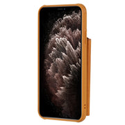 For iPhone 11 Pro Max Buckle Zipper Shockproof Protective Case with Holder & Card Slots & Wallet & Lanyard & Photos Frames(Brown)