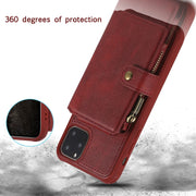 For iPhone 11 Pro Max Buckle Zipper Shockproof Protective Case with Holder & Card Slots & Wallet & Lanyard & Photos Frames(Brown)