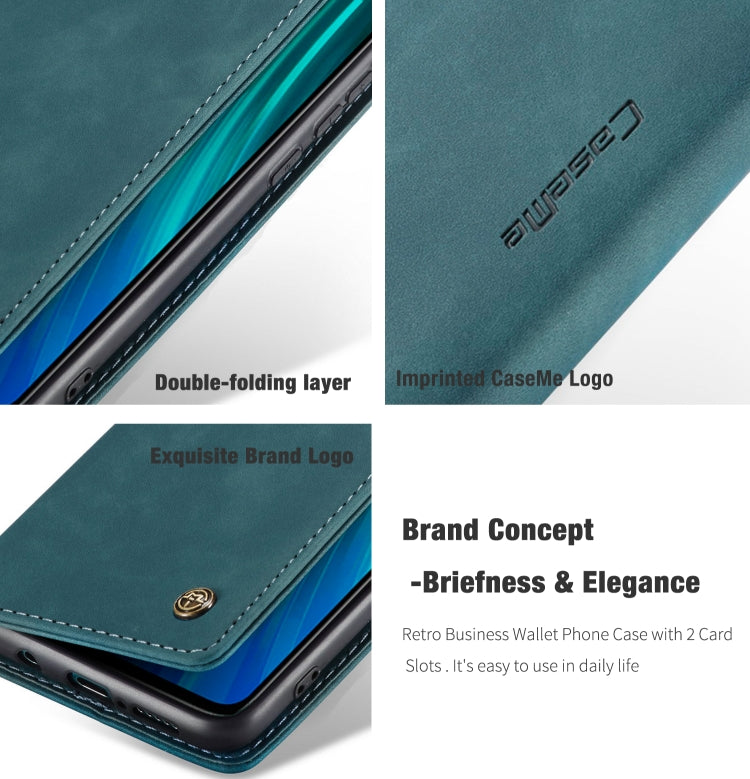 For Xiaomi Redmi Note 8 Pro CaseMe-013 Multifunctional Horizontal Flip Leather Case with Card Slot & Holder & Wallet(Blue)