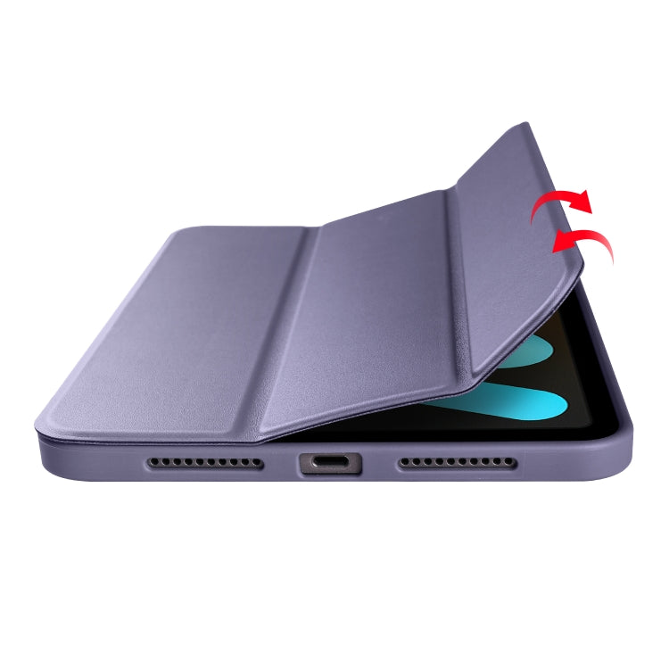 For iPad mini 6 / mini 2024 Honeycomb TPU Leather Tablet Case with 3-Folding Holder(Lavender Gray)