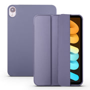 For iPad mini 6 / mini 2024 Honeycomb TPU Leather Tablet Case with 3-Folding Holder(Lavender Gray)