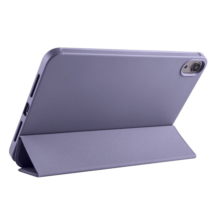 For iPad mini 6 / mini 2024 Honeycomb TPU Leather Tablet Case with 3-Folding Holder(Lavender Gray)