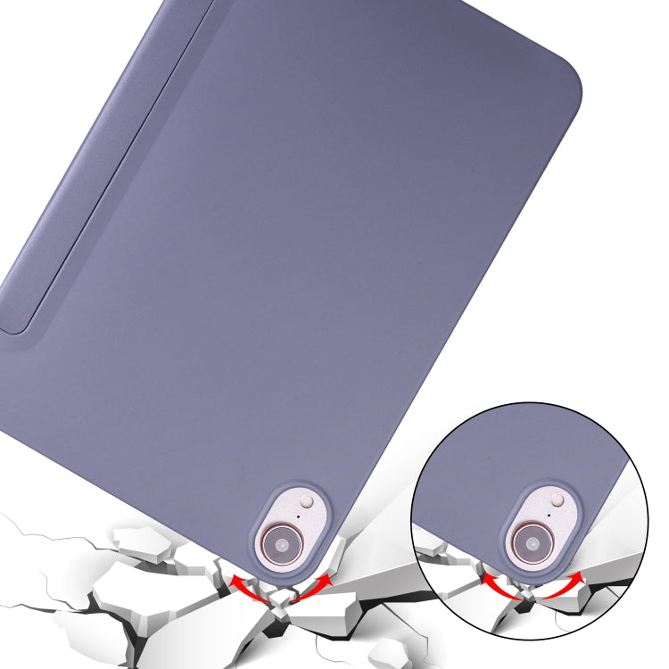 For iPad mini 6 / mini 2024 Honeycomb TPU Leather Tablet Case with 3-Folding Holder(Lavender Gray)