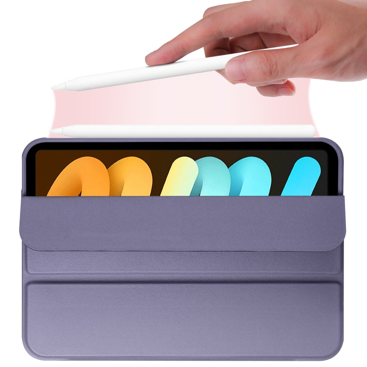 For iPad mini 6 / mini 2024 Honeycomb TPU Leather Tablet Case with 3-Folding Holder(Lavender Gray)