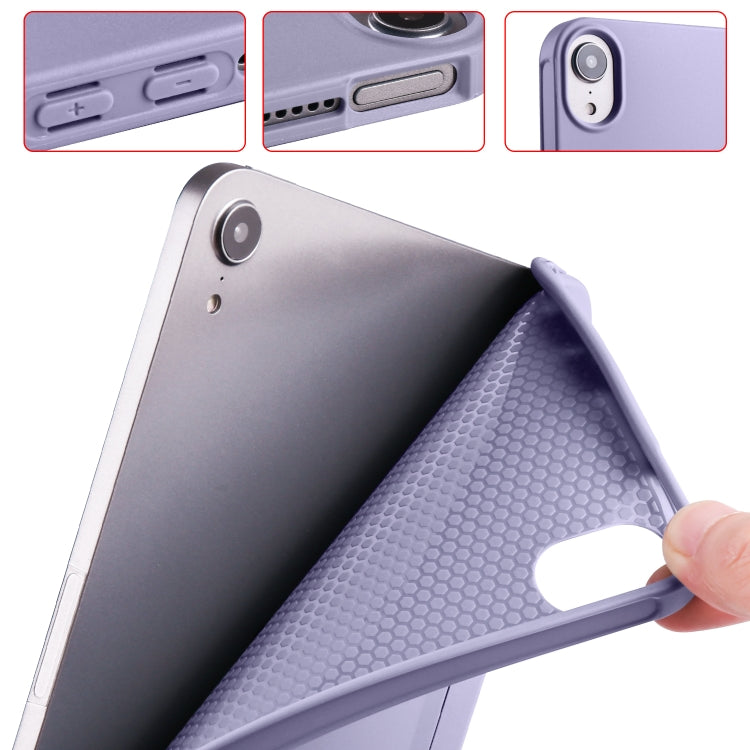 For iPad mini 6 / mini 2024 Honeycomb TPU Leather Tablet Case with 3-Folding Holder(Lavender Gray)