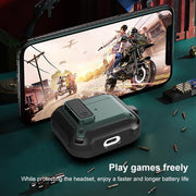 Wireless Earphones Shockproof Bumblebee Silicone Protective Case with Switch & Hook For AirPods 3(Black)