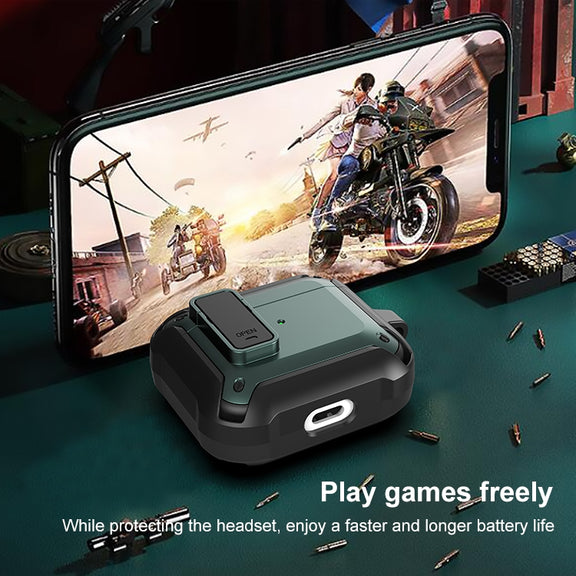 Wireless Earphones Shockproof Bumblebee Silicone Protective Case with Switch & Hook For AirPods 3(Black)