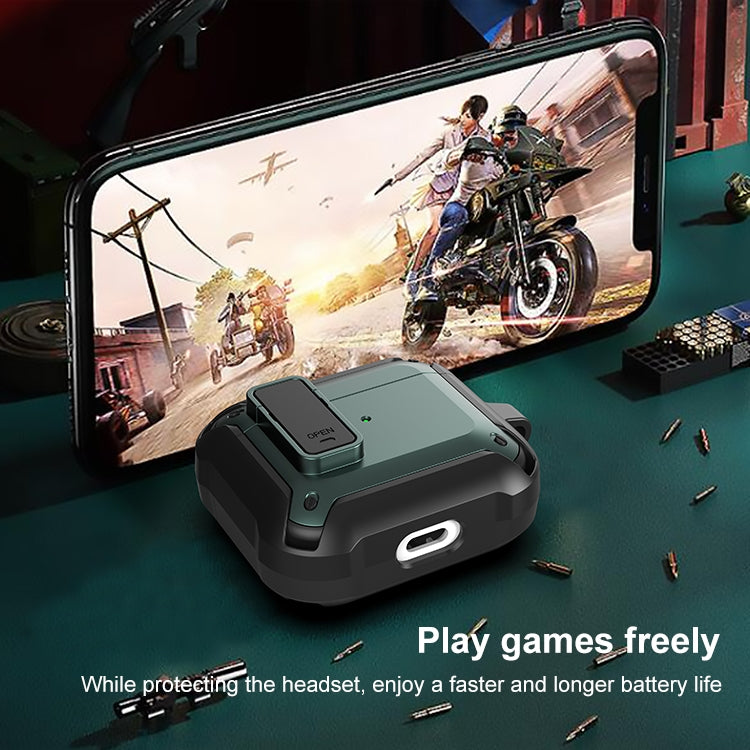 Wireless Earphones Shockproof Bumblebee Silicone Protective Case with Switch & Hook For AirPods 3(Black)