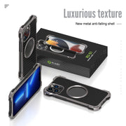 For iPhone 13 Pro Max R-JUST RJ51 Hollow Shockproof Metal Protective Case (Dark Grey)