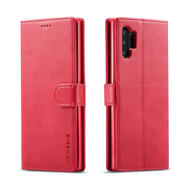 For Galaxy Note 10 Plus LC.IMEEKE Calf Texture Horizontal Flip Leather Case, with Holder & Card Slots & Wallet(Rose Red)