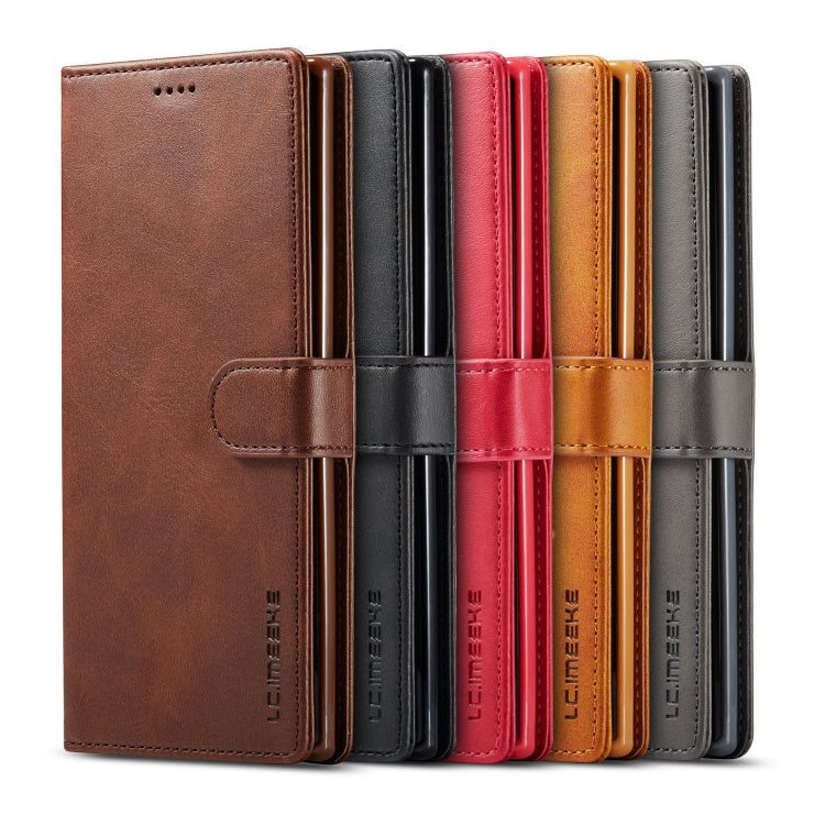 For Galaxy Note 10 Plus LC.IMEEKE Calf Texture Horizontal Flip Leather Case, with Holder & Card Slots & Wallet(Rose Red)