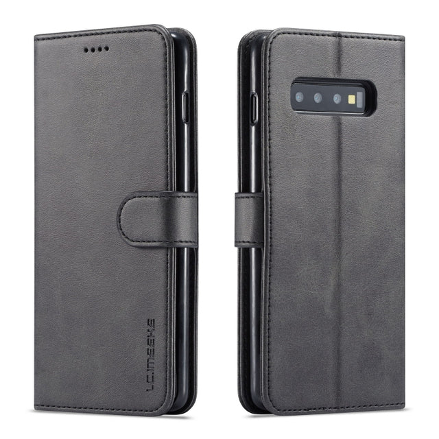 For Galaxy S10 LC.IMEEKE Calf Texture Horizontal Flip Leather Case, with Holder & Card Slots & Wallet(Black)