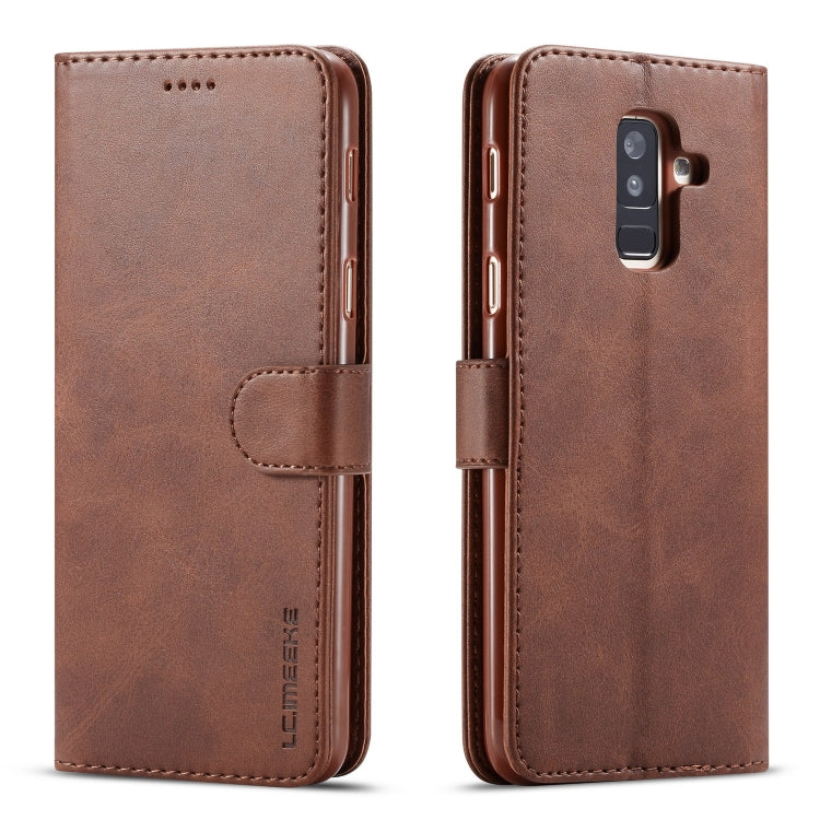 For Galaxy A6 Plus (2018) LC.IMEEKE Calf Texture Horizontal Flip Leather Case, with Holder & Card Slots & Wallet(Brown)