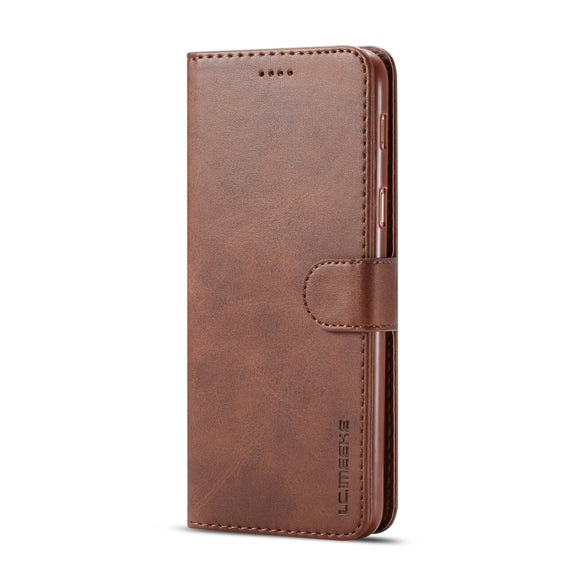 For Galaxy A6 Plus (2018) LC.IMEEKE Calf Texture Horizontal Flip Leather Case, with Holder & Card Slots & Wallet(Brown)