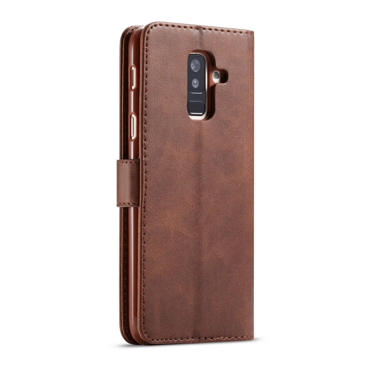 For Galaxy A6 Plus (2018) LC.IMEEKE Calf Texture Horizontal Flip Leather Case, with Holder & Card Slots & Wallet(Brown)