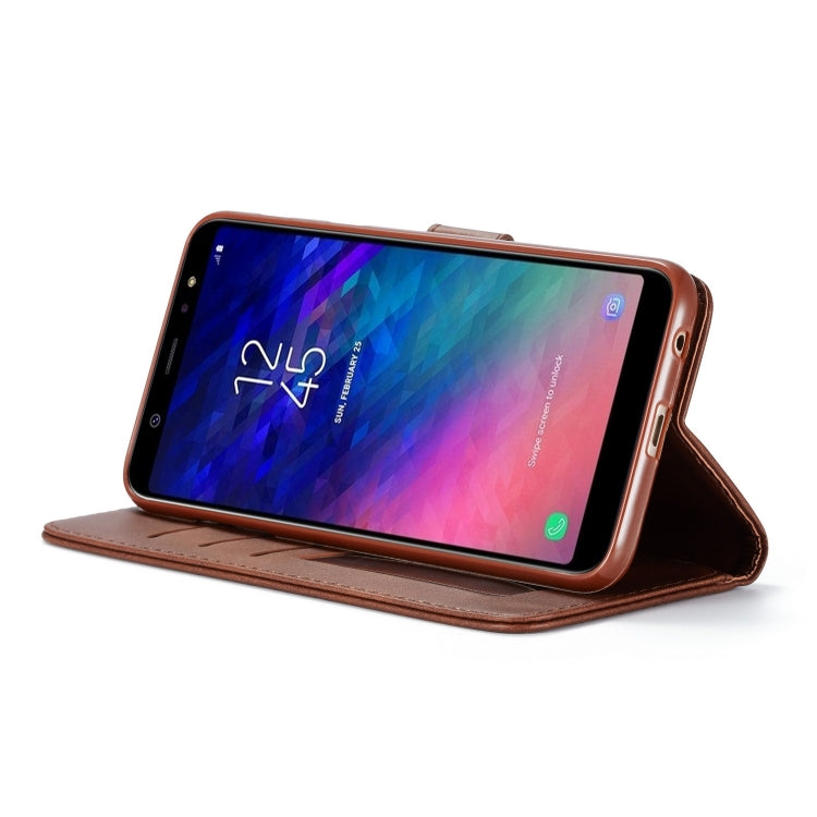 For Galaxy A6 Plus (2018) LC.IMEEKE Calf Texture Horizontal Flip Leather Case, with Holder & Card Slots & Wallet(Brown)