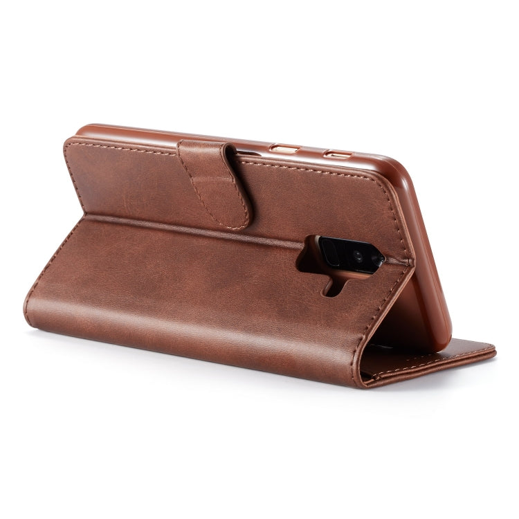For Galaxy A6 Plus (2018) LC.IMEEKE Calf Texture Horizontal Flip Leather Case, with Holder & Card Slots & Wallet(Brown)