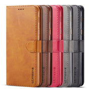 For Galaxy A6 Plus (2018) LC.IMEEKE Calf Texture Horizontal Flip Leather Case, with Holder & Card Slots & Wallet(Brown)