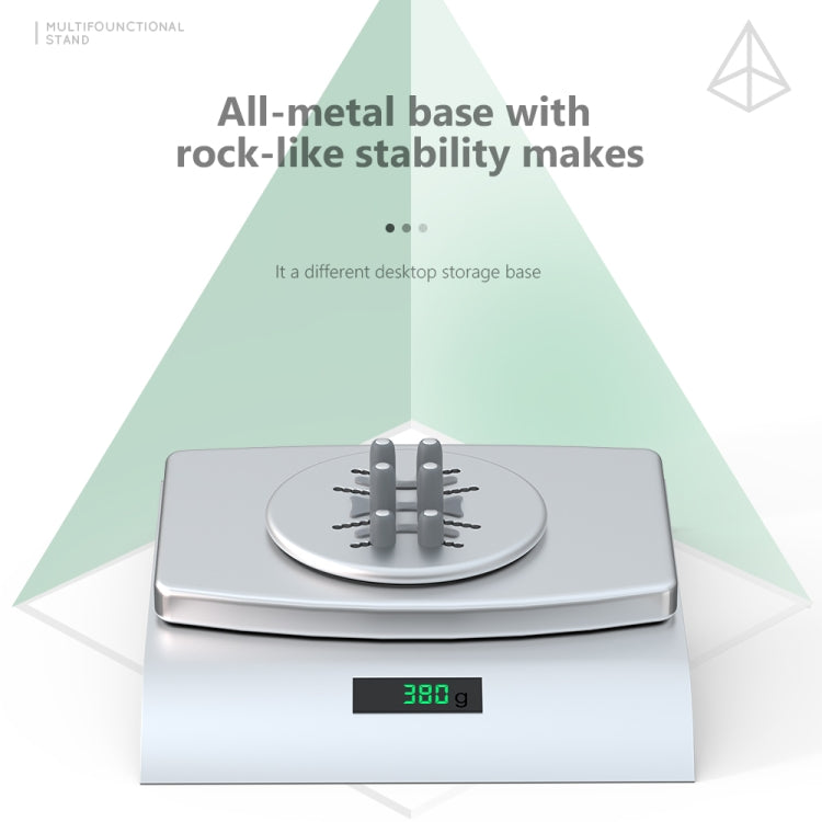 R-JUST BJ15 Aluminum Alloy Adjustable Magnetic Multi-function Disc Data Cable Storage Fixed Base Mobile Phone Laptop Bracket(Silver Gray)