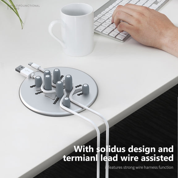 R-JUST BJ15 Aluminum Alloy Adjustable Magnetic Multi-function Disc Data Cable Storage Fixed Base Mobile Phone Laptop Bracket(Silver Gray)