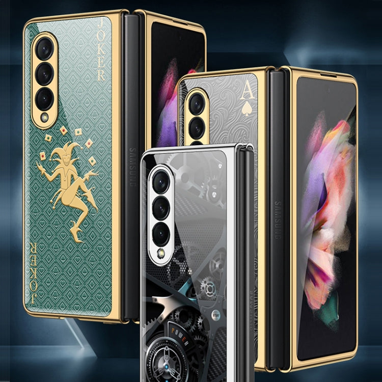 For Samsung Galaxy Z Fold3 5G GKK Electroplating Painted Tempered Glass Phone Case(Lion)