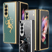 For Samsung Galaxy Z Fold3 5G GKK Electroplating Painted Tempered Glass Phone Case(Lion)
