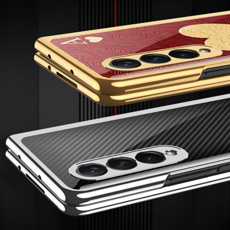 For Samsung Galaxy Z Fold3 5G GKK Electroplating Painted Tempered Glass Phone Case(Lion)