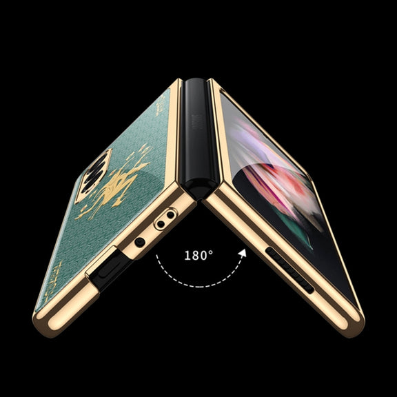For Samsung Galaxy Z Fold3 5G GKK Electroplating Painted Tempered Glass Phone Case(Lion)
