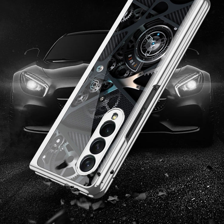 For Samsung Galaxy Z Fold3 5G GKK Electroplating Painted Tempered Glass Phone Case(Lion)