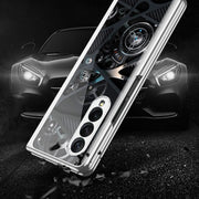 For Samsung Galaxy Z Fold3 5G GKK Electroplating Painted Tempered Glass Phone Case(Lion)