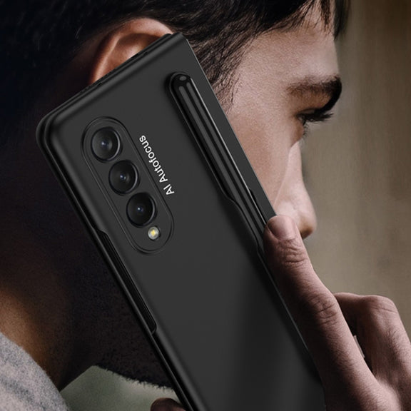 For Samsung Galaxy Z Fold3 5G GKK Ultra-thin Full Coverage Phone Flip Case with Pen Slot(Dark Green)